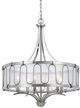 Cal® Lighting & Accessories Vincenzametal Brushed Steel Chandelier with Transparent Fabric Shade-0