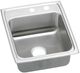 Elkay Lustertone® Classic Lustrous Satin Stainless Steel 17" x 20" x 6" MR2-Hole Single Bowl Drop-in ADA Sink with Quick-Clip-0