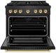 ZLINE Autograph Edition Paramount 36" Black Satin Stainless Steel/Polished Gold Gas Range with 6 Burner Cooktop and Convection Gas Oven-5