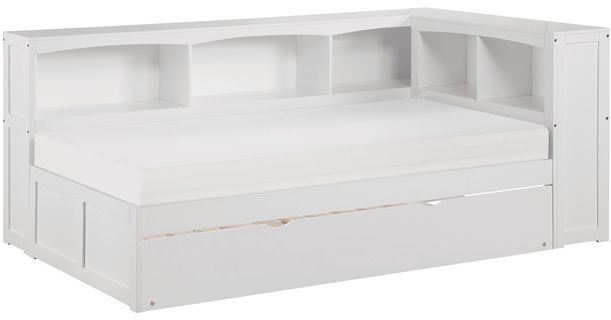 Homelegance® Galen White Youth Twin Corner Platform Storage Bookcase Bed-0