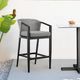 Armen Living Palma Black/Gray Aluminum/Fabric/Rattan Outdoor Bar Stool-1