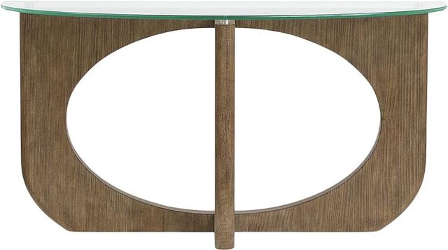 Magnussen Home® Lainey Glass Top Demilune Sofa Table with Almond Base-1