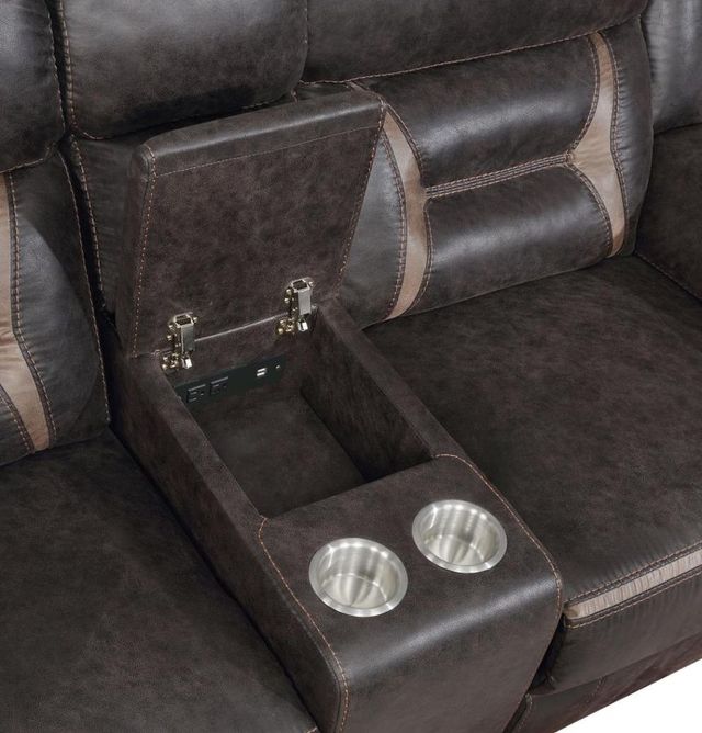 Coaster® Greer Dark Brown Reclining Upholstered Tufted Back Glider Loveseat-2