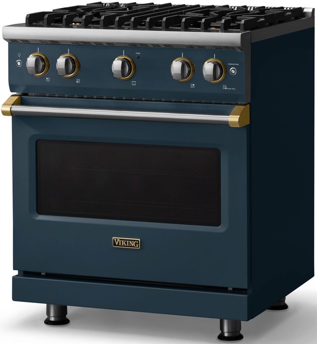 Viking® 5 Series 30" Squall Pro Style Gas (NG) Range with Brushed Brass Trim-2