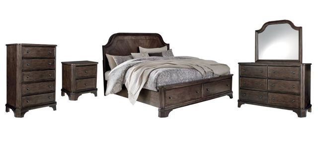 Signature Design by Ashley® Adinton 5-Piece Brown King Panel Storage Bed Set-0