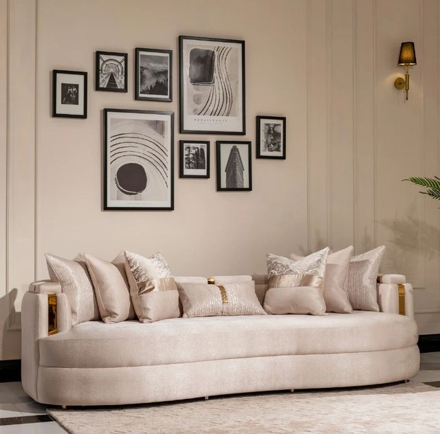 Michael Amini® Carmela Mansion Almond/Gold Sofa-1