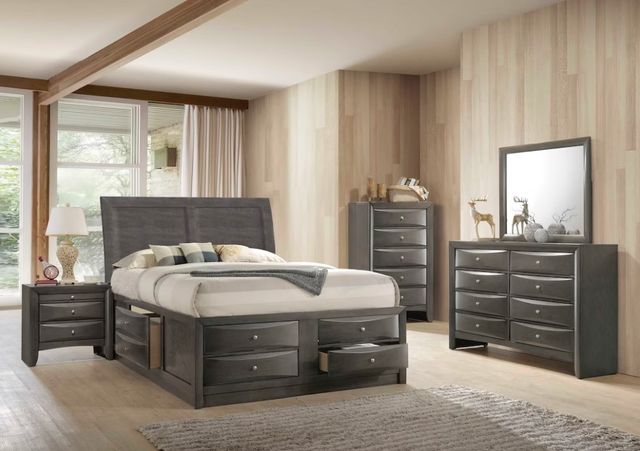 Elements International Emily Gray King Panel Storage Bed-2