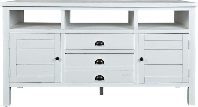 Jofran Inc. Artisan's Craft Distressed Weathered White 60" Media Console-1
