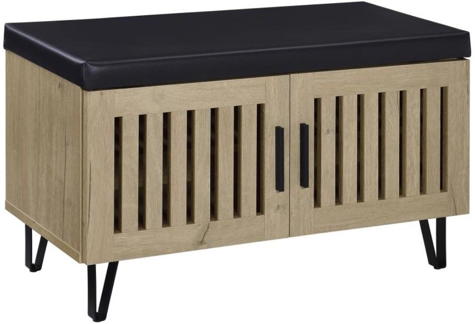Coaster® Brixton Black/White Oak Entryway Shoe Storage Bench