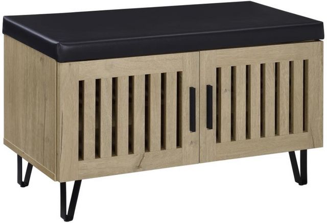 Coaster® Brixton Black/White Oak Entryway Shoe Storage Bench-0