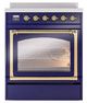 Ilve® Nostalgie II Noblesse 30'' Midnight Blue Pro Style Induction Range with Brass Trim-1