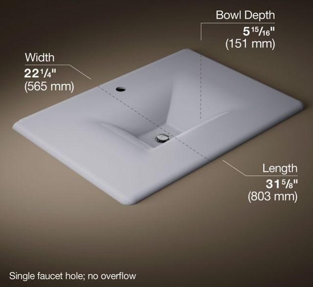 Kohler Iron/Impressions® Lavender Grey 31" Enameled Cast Iron Vanity Top with Integrated Rectangular Sink-2