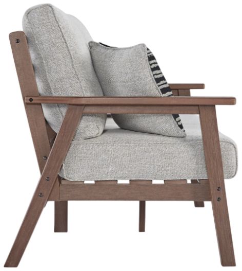 Signature Design by Ashley® Emmeline Beige/Brown Fabric/Polyethylene Outdoor Loveseat-2