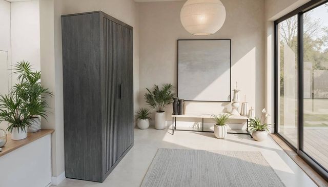 Nest Home Collections Reed Ebony Black Tall Cabinet-1