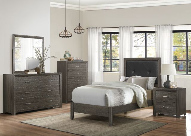 Homelegance® Edina Black/Dark Gray Twin Upholstered Panel Bed-1
