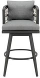 Armen Living Zella Black/Gray Aluminum/Fabric Outdoor Swivel Bar Stool-1