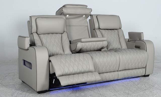 American Wholesale Furniture Opulence Taupe Power Reclining Sofa with Power Headrest-2