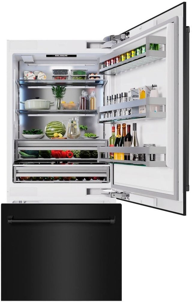 ZLINE 36" 19.8 Cu. Ft. Black Stainless Steel Built-In Bottom Freezer Refrigerator with Water Dispenser and Ice Maker-3