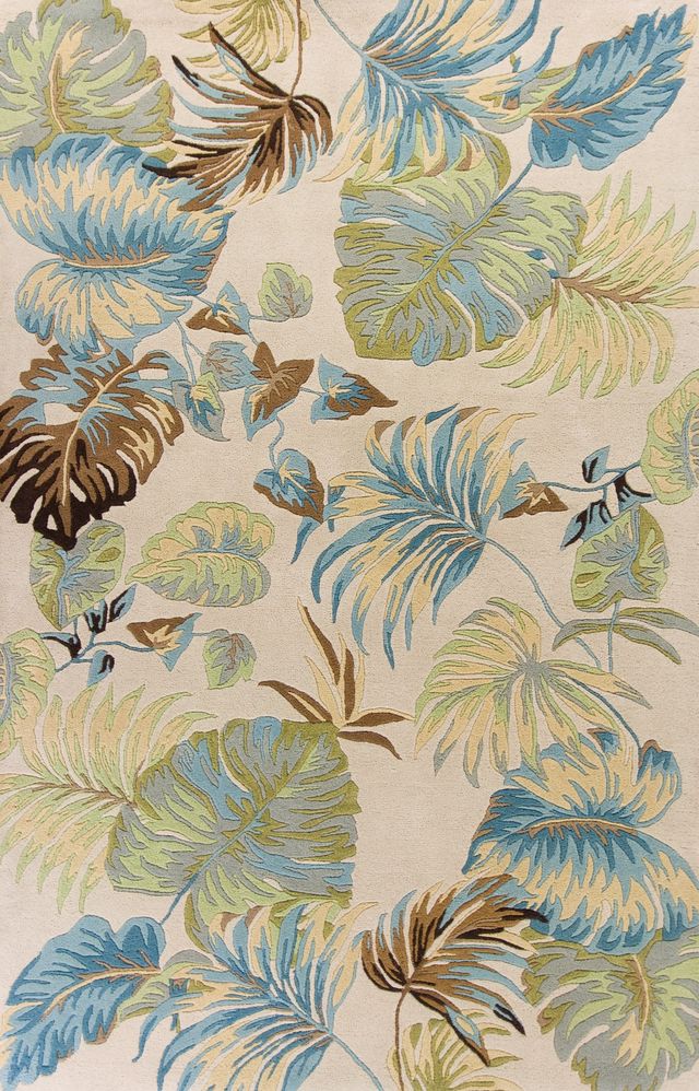 KAS Rugs Havana Ivory/Blue Oasis 5'x8' Rug-0