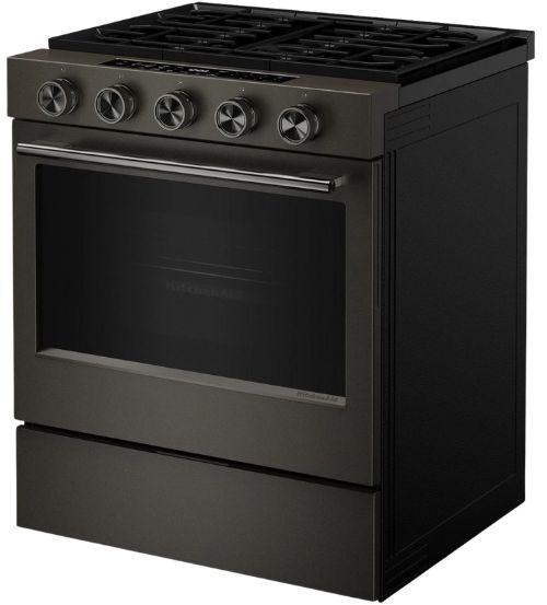 KitchenAid® 30" Black Ore Smart Slide-in Gas Range with Convection Cooking Modes and 2-in-1 Burner-4