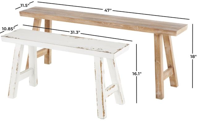 Deco Marche 2-Piece Brown/White Bench Set-3