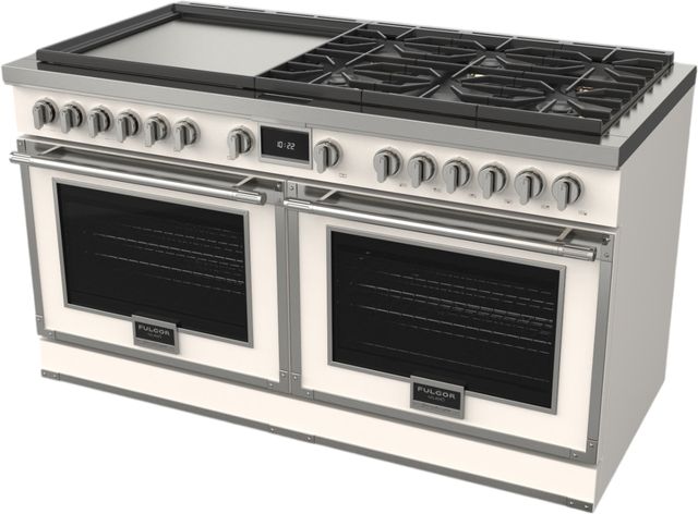 Fulgor Milano® Evoque 400 Series 60" Matte White Pro Style Dual Fuel Hybrid Range with Stainless Steel Trim -2