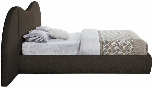 Meridian Furniture Everest Brown Queen Boucle Fabric Upholstered Panel Bed-2