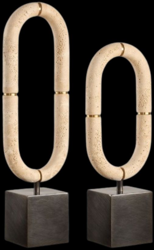 Uttermost® Oval Fusion 2-Piece Dark Bronze/Ivory Sculpture Set-0