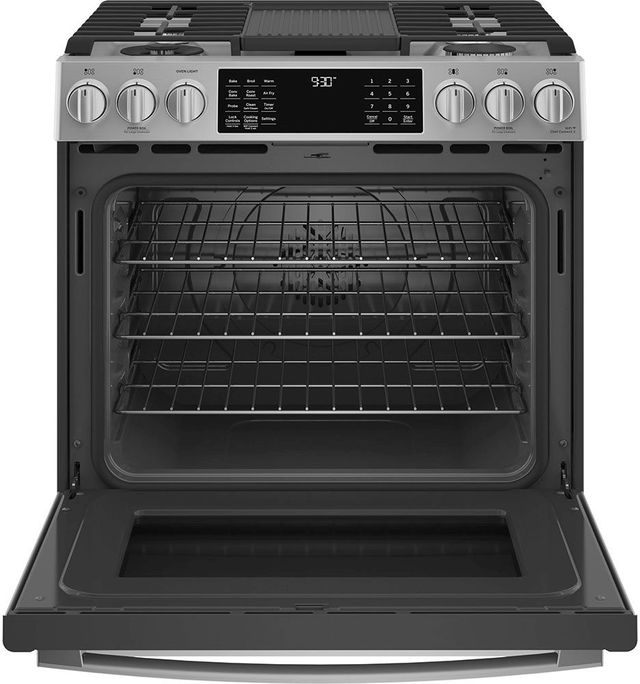 GE Profile™ 30" Fingerprint Resistant Stainless Steel Slide-In Dual Fuel Range-1