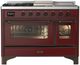Ilve® Majestic III 48" Burgundy Pro Style Dual Fuel Liquid Propane Range with 5 Black Brass Burners and Burnished Trim-0