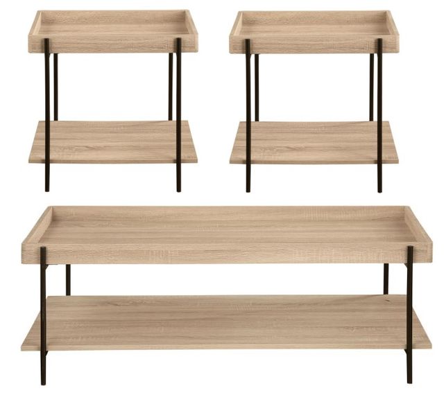 Coaster® Fallon 3-Piece Natural Occasional Table with Black Base Set-0