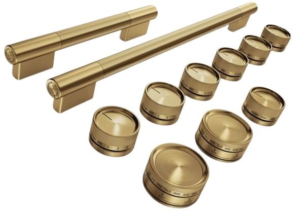 KitchenAid® 48" Brass Grip Commercial-Style Induction Range Handle and Knob Kit-0