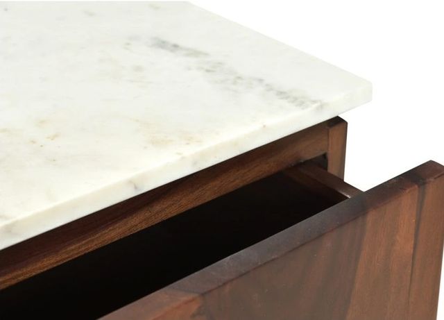 Moe's Home Collection Dominic Brown Nightstand with White Marble Top-2