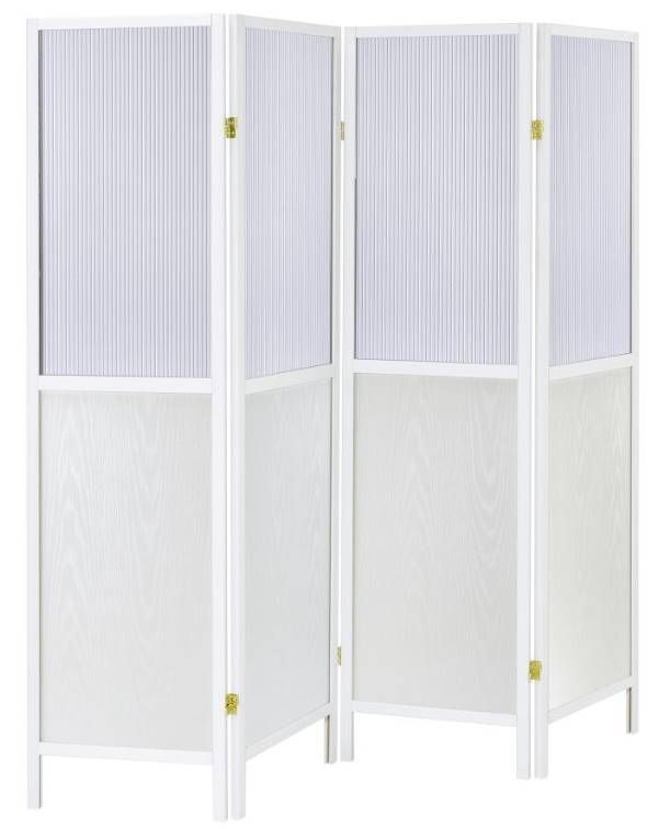 Coaster® Mattison 4-Panel White Room Divider Folding Shoji Screen Set-0