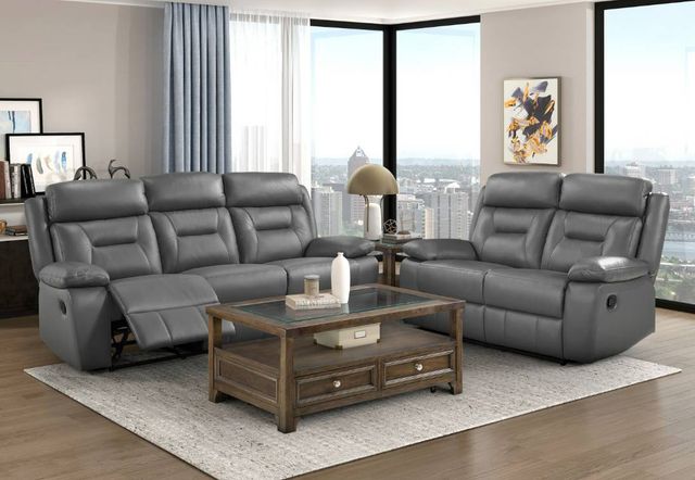Homelegance® Laconia Dark Gray Double Manual Reclining Loveseat-1