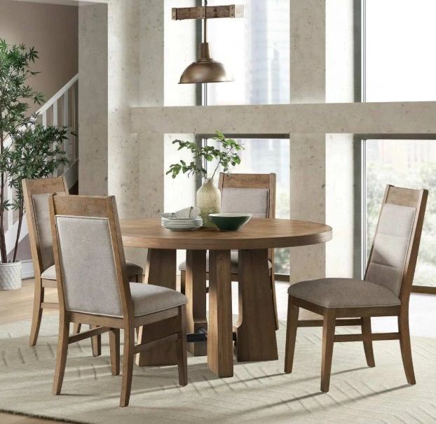 Intercon Landmark Beige/Weathered Oak Upholstered Dining Side Chair-1