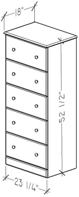 Perdue Woodworks 16,000 Essential Gray 23" 5-Drawer Chest-2