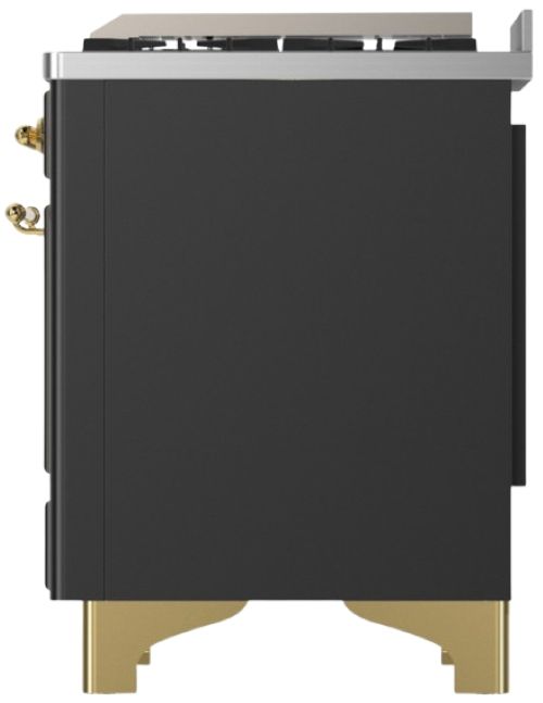 Ilve® Majestic III 48" Graphite Matte Pro Style Dual Fuel Natural Gas Range with Solid Door and Brass Trim-3
