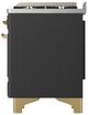 Ilve® Majestic III 48" Graphite Matte Pro Style Dual Fuel Natural Gas Range with Solid Door and Brass Trim-3