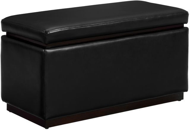 Linon Sunny Black Rectangle Ottoman-0
