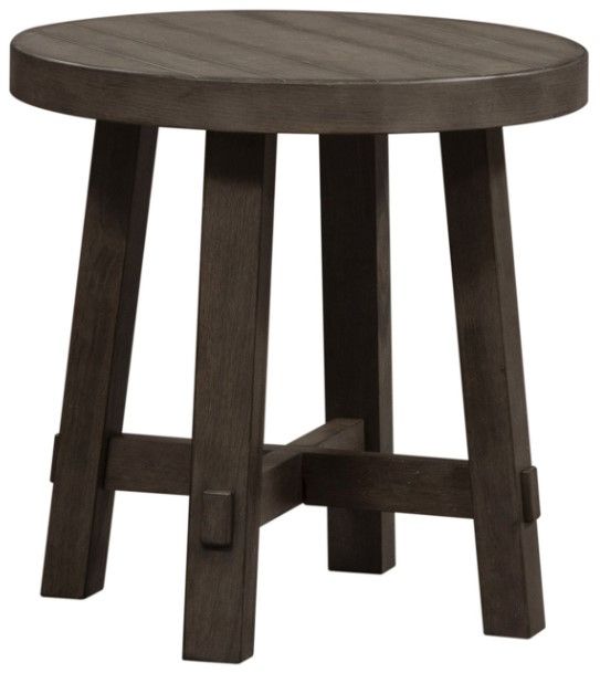 Liberty Furniture Modern Farmhouse Dusty Charcoal Splay Round End Table-0