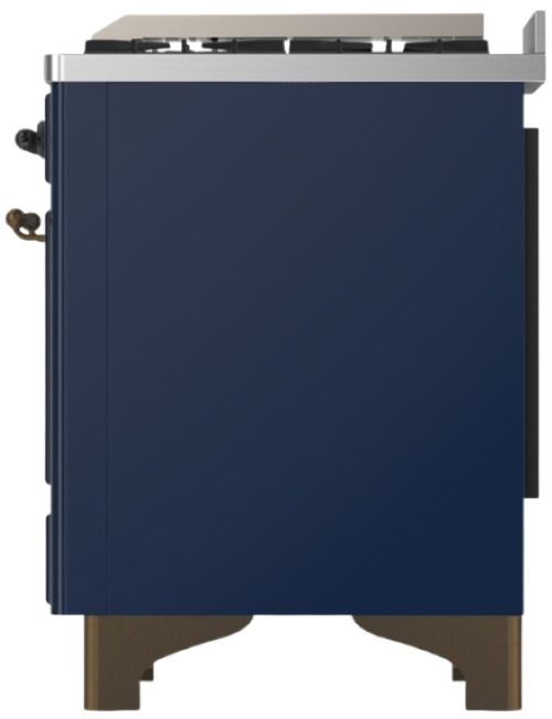 Ilve® Majestic III 48" Midnight Blue Pro Style Dual Fuel Liquid Propane Range with Solid Door and Burnished Trim-3