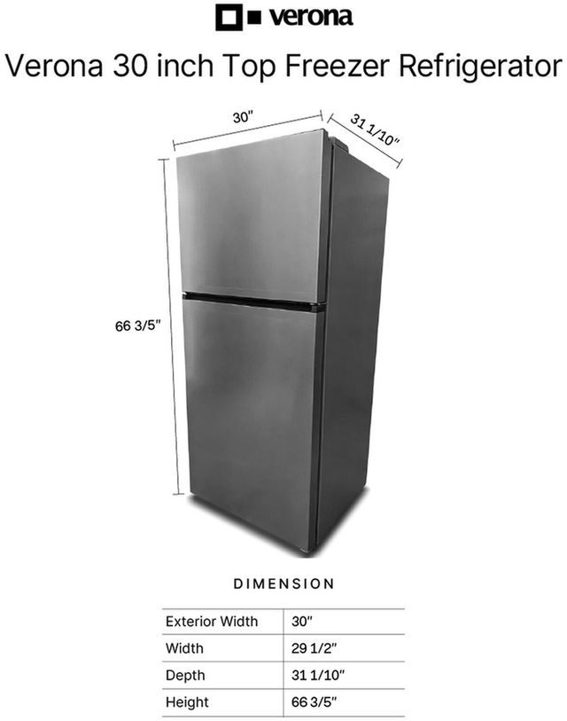 Verona® 30” 21 Cu. Ft. White Top Freezer Refrigerator-4