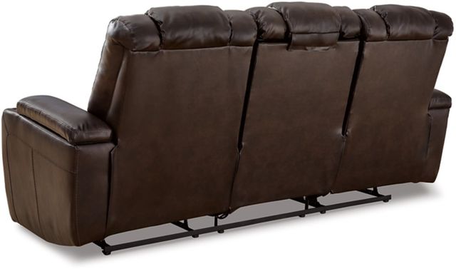 Signature Design by Ashley® Mancin Chocolate Reclining Sofa with Drop Down Table-4