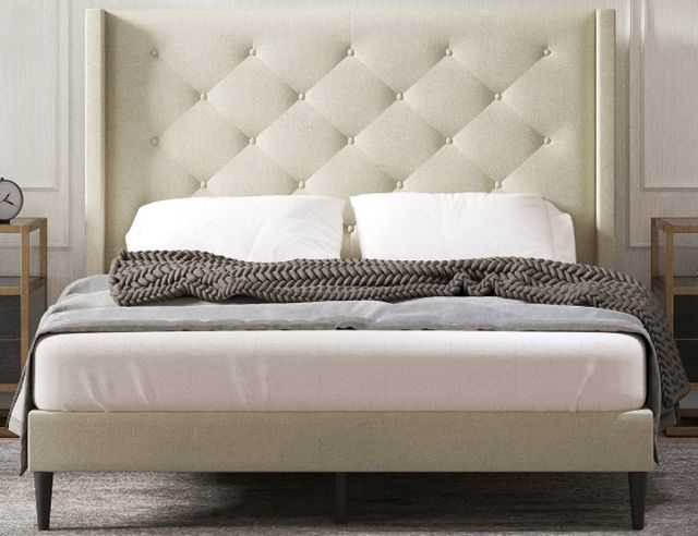 American Wholesale Furniture Carrington Beige King Upholstered Bed-0