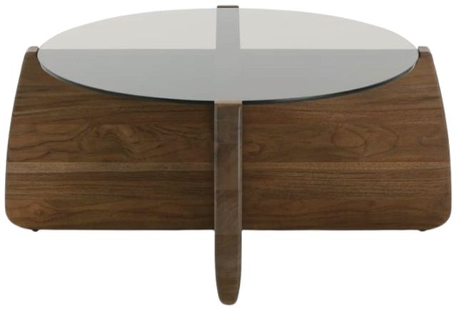 Rowe® Nova Round Glass Cocktail Table with Sesame Base-3