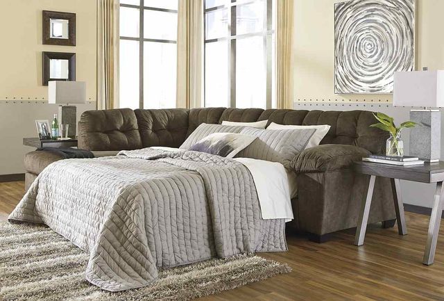 Signature Design by Ashley® Accrington 2-Piece Earth Left-Arm Facing Sofa Sleeper Sectional and Chaise-2