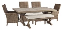 Signature Design by Ashley® Beachcroft 6-Piece Beige Outdoor Dining Set