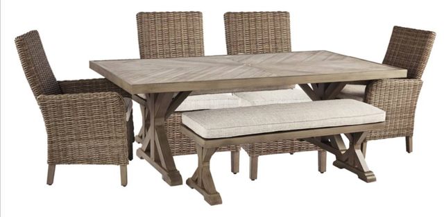 Signature Design by Ashley® Beachcroft 6-Piece Beige Outdoor Dining Set-0