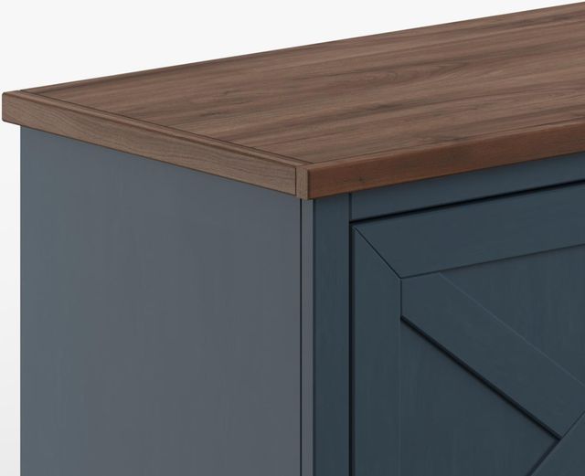 Legends Home Real Cozy Liberty Blue Denim/Whiskey 95" Fireplace Console-4